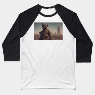 Steampunk style robot in post apocalyptic wasteland Baseball T-Shirt